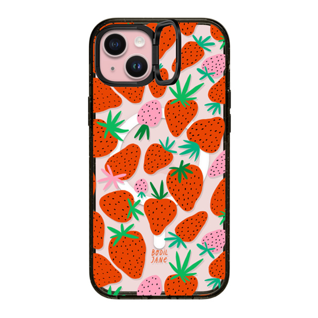 Bodil Jane x CASETiFY iPhone 15 Plus Case Black インパクトリングスタンドケース MagSafe対応 STRAWBERRIES Bodil Jane x CASETiFY iPhone 15 Plus Case Black インパクトリングスタンドケース MagSafe対応 STRAWBERRIES