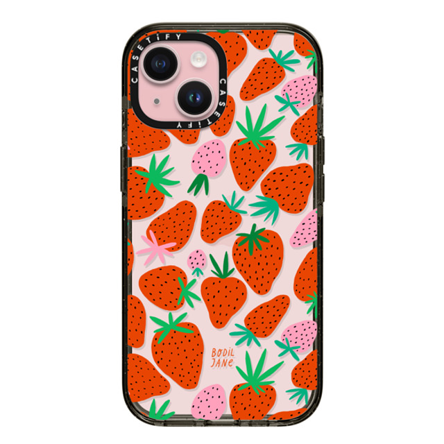 Bodil Jane x CASETiFY iPhone 15 ケース ブラック インパクトケース STRAWBERRIES