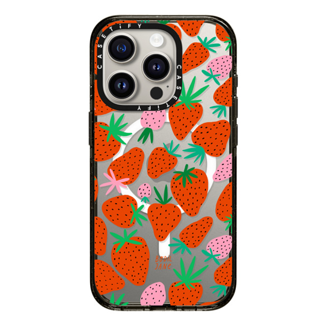 Bodil Jane x CASETiFY iPhone 15 Pro ケース ブラック インパクトケース MagSafe対応 STRAWBERRIES