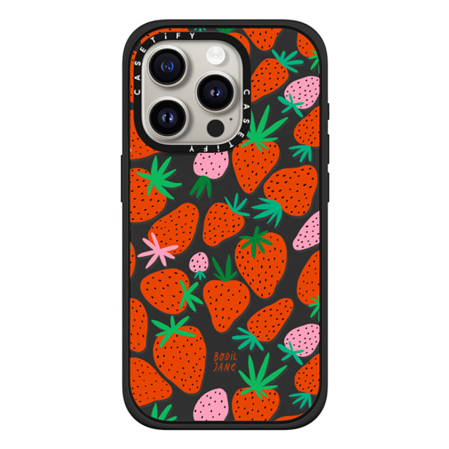 Bodil Jane x CASETiFY iPhone 15 Pro ケース マットブラック インパクトケース MagSafe対応 STRAWBERRIES