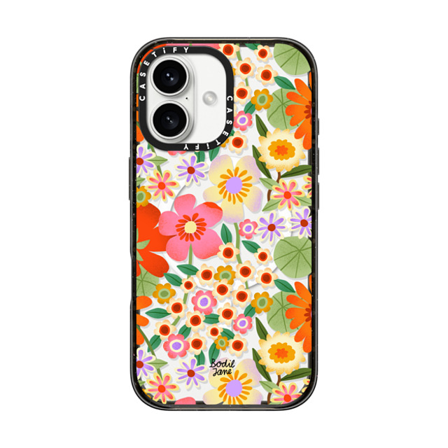 Bodil Jane x CASETiFY iPhone 16 ケース ブラック インパクトケース MagSafe対応 Flower Power