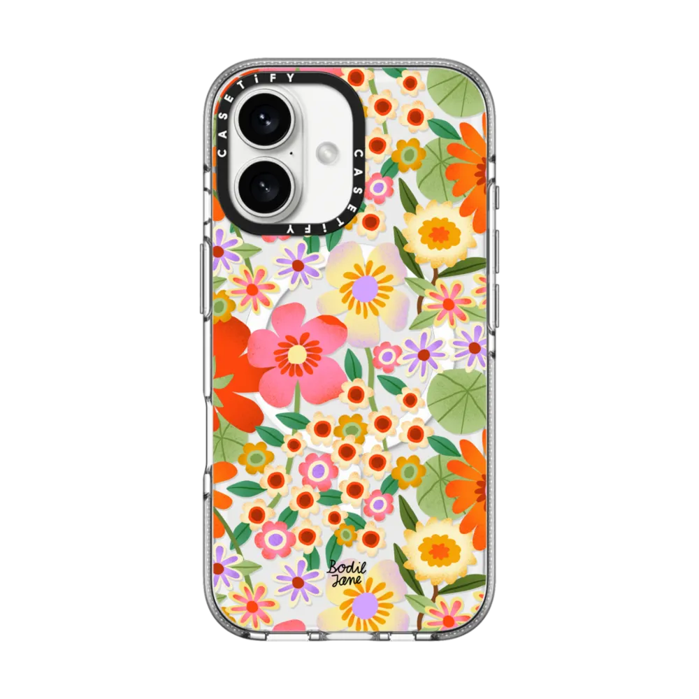 Clear iPhone 16 Case MagSafe Compatible - Flower Power