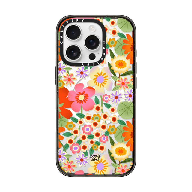 Bodil Jane x CASETiFY iPhone 16 Pro ケース ブラック インパクトケース MagSafe対応 Flower Power