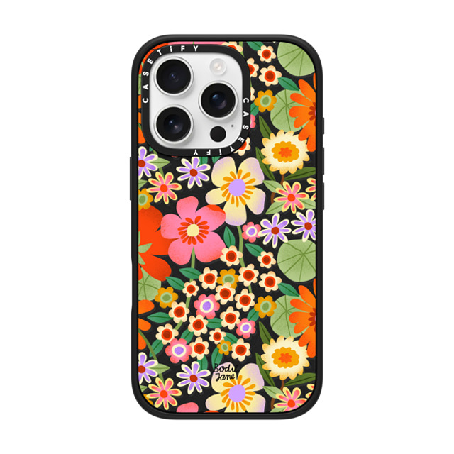 Bodil Jane x CASETiFY iPhone 16 Pro ケース マットブラック インパクトケース MagSafe対応 Flower Power