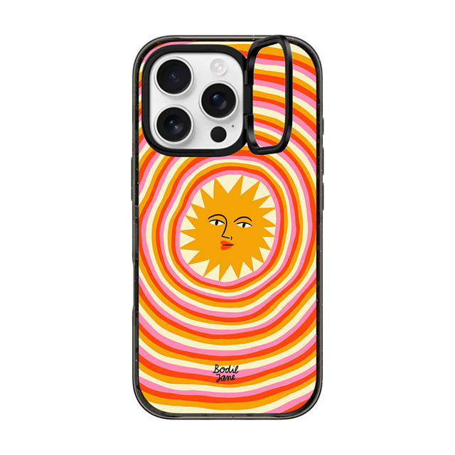 Bodil Jane x CASETiFY iPhone 16 Pro ケース ブラック インパクトリングスタンドケース MagSafe対応 Sun Rays