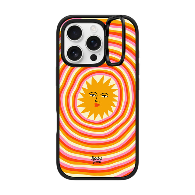 Bodil Jane x CASETiFY iPhone 16 Pro ケース マットブラック インパクトリングスタンドケース MagSafe対応 Sun Rays