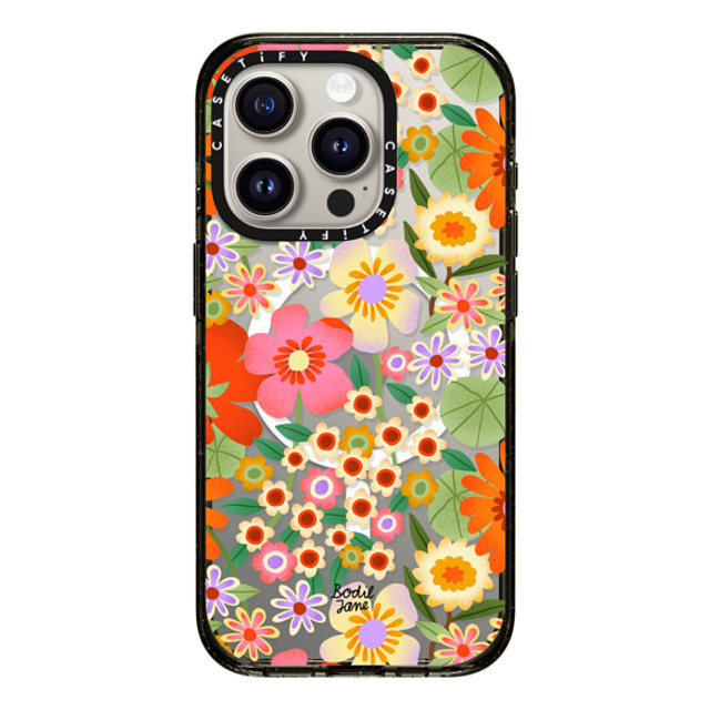 Bodil Jane x CASETiFY iPhone 15 Pro ケース ブラック インパクトケース MagSafe対応 Flower Power