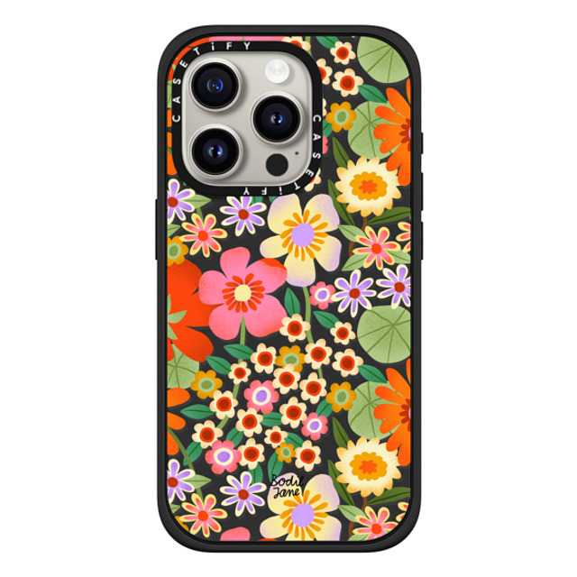 Bodil Jane x CASETiFY iPhone 15 Pro ケース マットブラック インパクトケース MagSafe対応 Flower Power