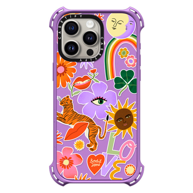 Bodil Jane x CASETiFY iPhone 15 Pro Max ケース Matte Purple バウンスケース Stay Wild Stickers