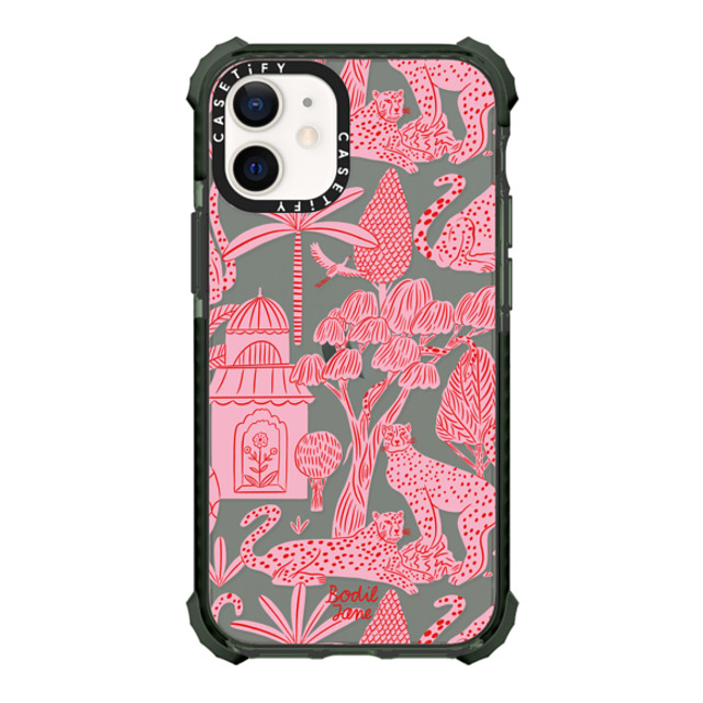 Bodil Jane x CASETiFY iPhone 12 mini ケース Midnight Green ウルトラインパクトケース Cheetah Paradise Pink