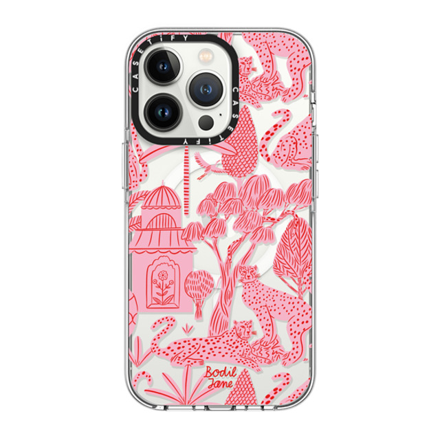 Bodil Jane x CASETiFY iPhone 13 Pro ケース クリア クリア ケース MagSafe対応 Cheetah Paradise Pink