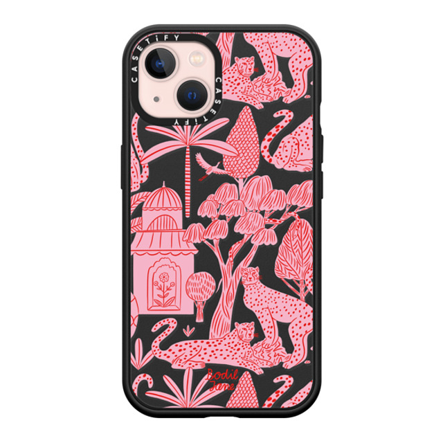 Bodil Jane x CASETiFY iPhone 13 ケース マットブラック インパクトケース MagSafe対応 Cheetah Paradise Pink