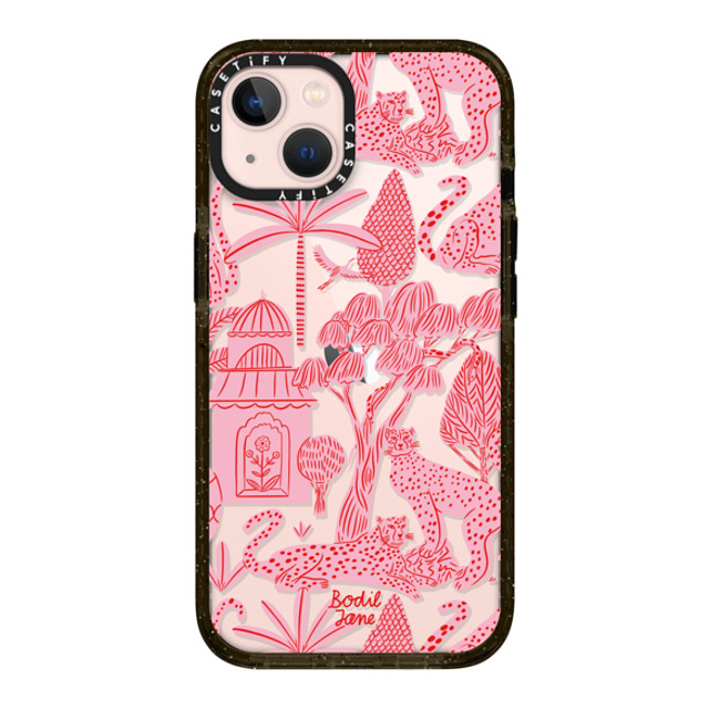 Bodil Jane x CASETiFY iPhone 13 ケース ブラック インパクトケース Cheetah Paradise Pink