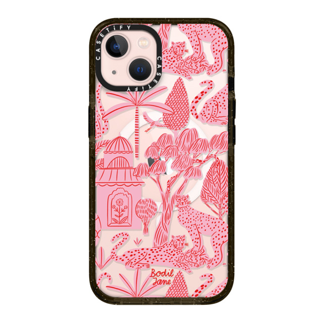 Bodil Jane x CASETiFY iPhone 13 ケース ブラック インパクトケース MagSafe対応 Cheetah Paradise Pink