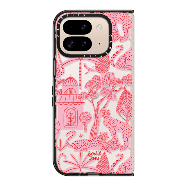 Bodil Jane x CASETiFY Pixel 9 Pro Fold Case Nature,Fine Art Black Impact Case Cheetah Paradise Pink