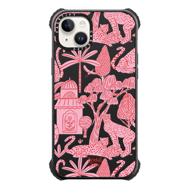 Bodil Jane x CASETiFY iPhone 14 Plus ケース マットブラック ウルトラ インパクトケース MagSafe 対応 Cheetah Paradise Pink