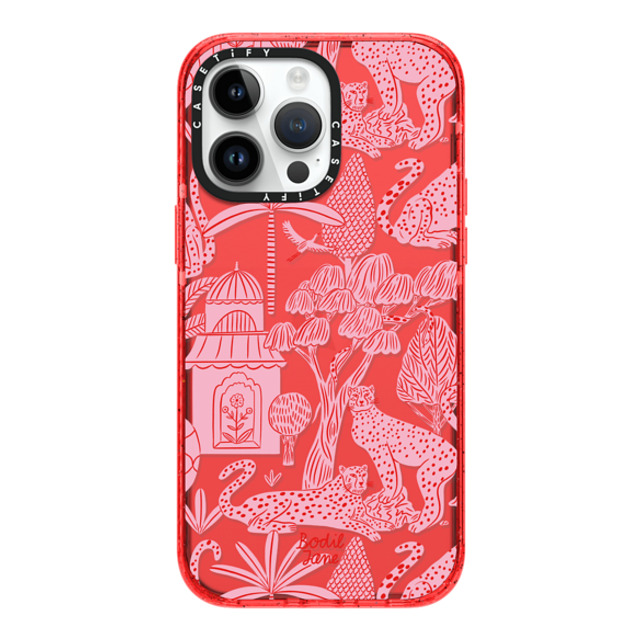 Bodil Jane x CASETiFY iPhone 14 Pro Max ケース レッド インパクトケース Cheetah Paradise Pink