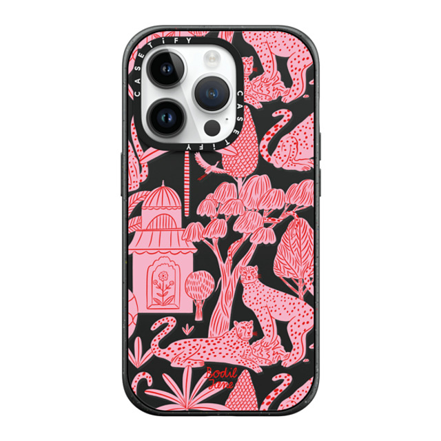 Bodil Jane x CASETiFY iPhone 14 Pro ケース マットブラック インパクトケース MagSafe対応 Cheetah Paradise Pink