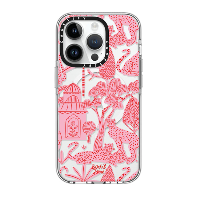 Bodil Jane x CASETiFY iPhone 14 Pro ケース クリア クリア ケース MagSafe対応 Cheetah Paradise Pink