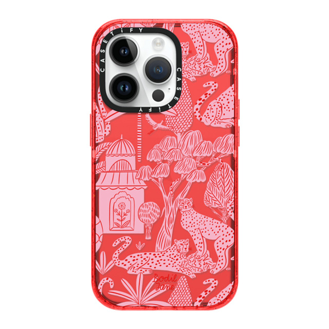 Bodil Jane x CASETiFY iPhone 14 Pro ケース レッド インパクトケース Cheetah Paradise Pink