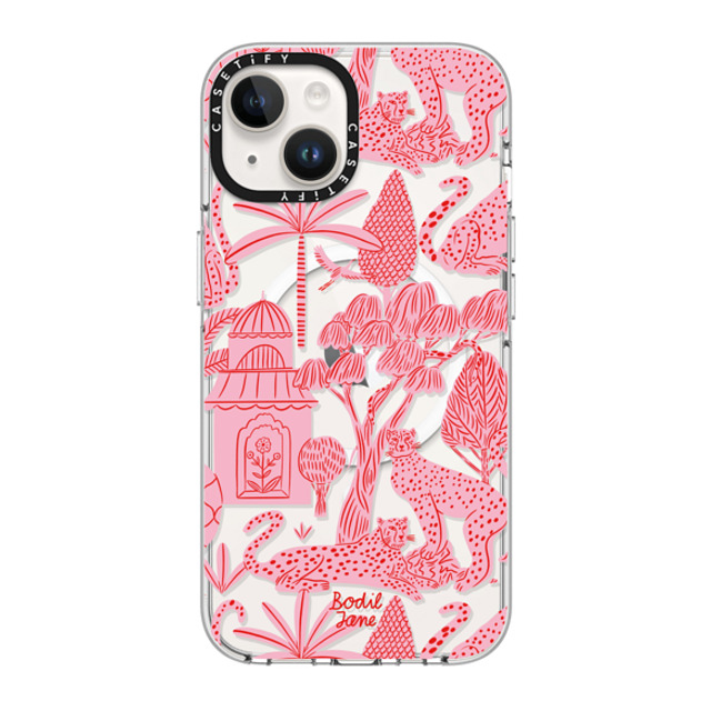 Bodil Jane x CASETiFY iPhone 14 ケース クリア クリア ケース MagSafe対応 Cheetah Paradise Pink