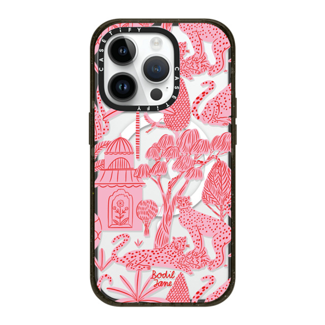 Bodil Jane x CASETiFY iPhone 14 Pro ケース ブラック インパクトケース MagSafe対応 Cheetah Paradise Pink