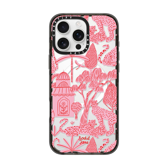 Bodil Jane x CASETiFY iPhone 16 Pro Max ケース ブラック インパクトケース MagSafe対応 Cheetah Paradise Pink