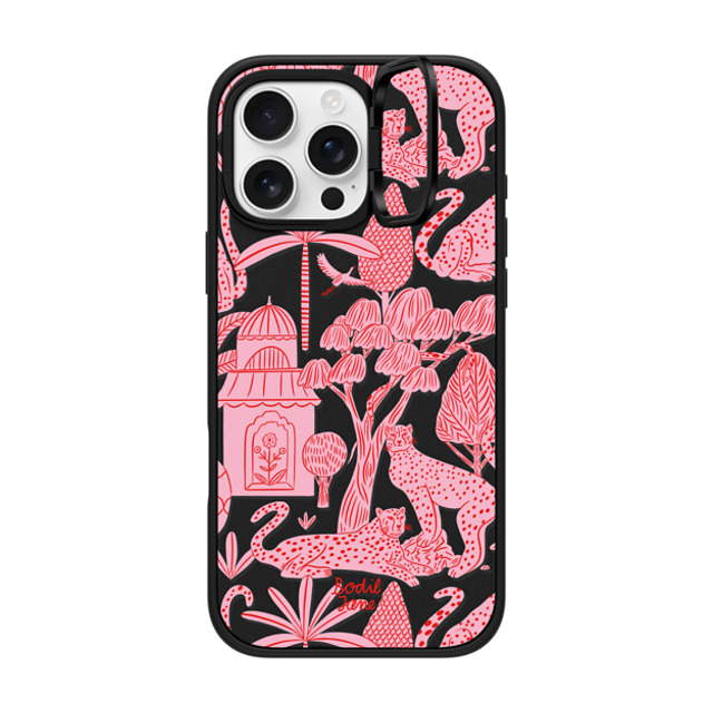 Bodil Jane x CASETiFY iPhone 16 Pro Max ケース マットブラック インパクトリングスタンドケース MagSafe対応 Cheetah Paradise Pink