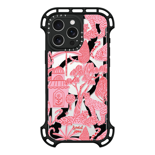 Bodil Jane x CASETiFY iPhone 16 Pro Max ケース ブラック ウルトラ バウンスケース MagSafe対応 Cheetah Paradise Pink