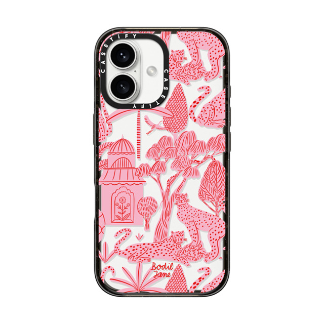 Bodil Jane x CASETiFY iPhone 16 ケース ブラック インパクトケース Cheetah Paradise Pink