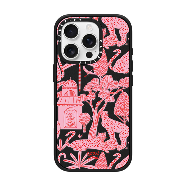 Bodil Jane x CASETiFY iPhone 16 Pro ケース マットブラック インパクトケース MagSafe対応 Cheetah Paradise Pink