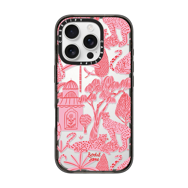 Bodil Jane x CASETiFY iPhone 16 Pro ケース ブラック インパクトケース Cheetah Paradise Pink