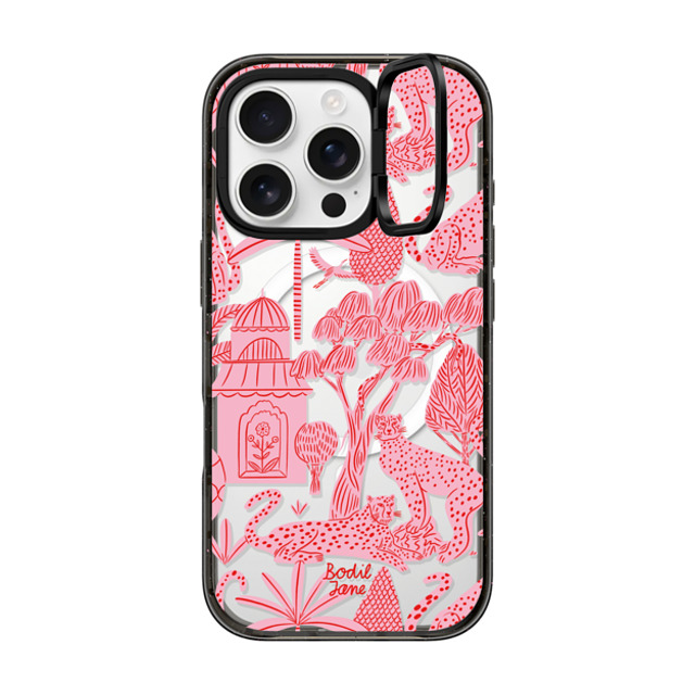 Bodil Jane x CASETiFY iPhone 16 Pro ケース ブラック インパクトリングスタンドケース MagSafe対応 Cheetah Paradise Pink