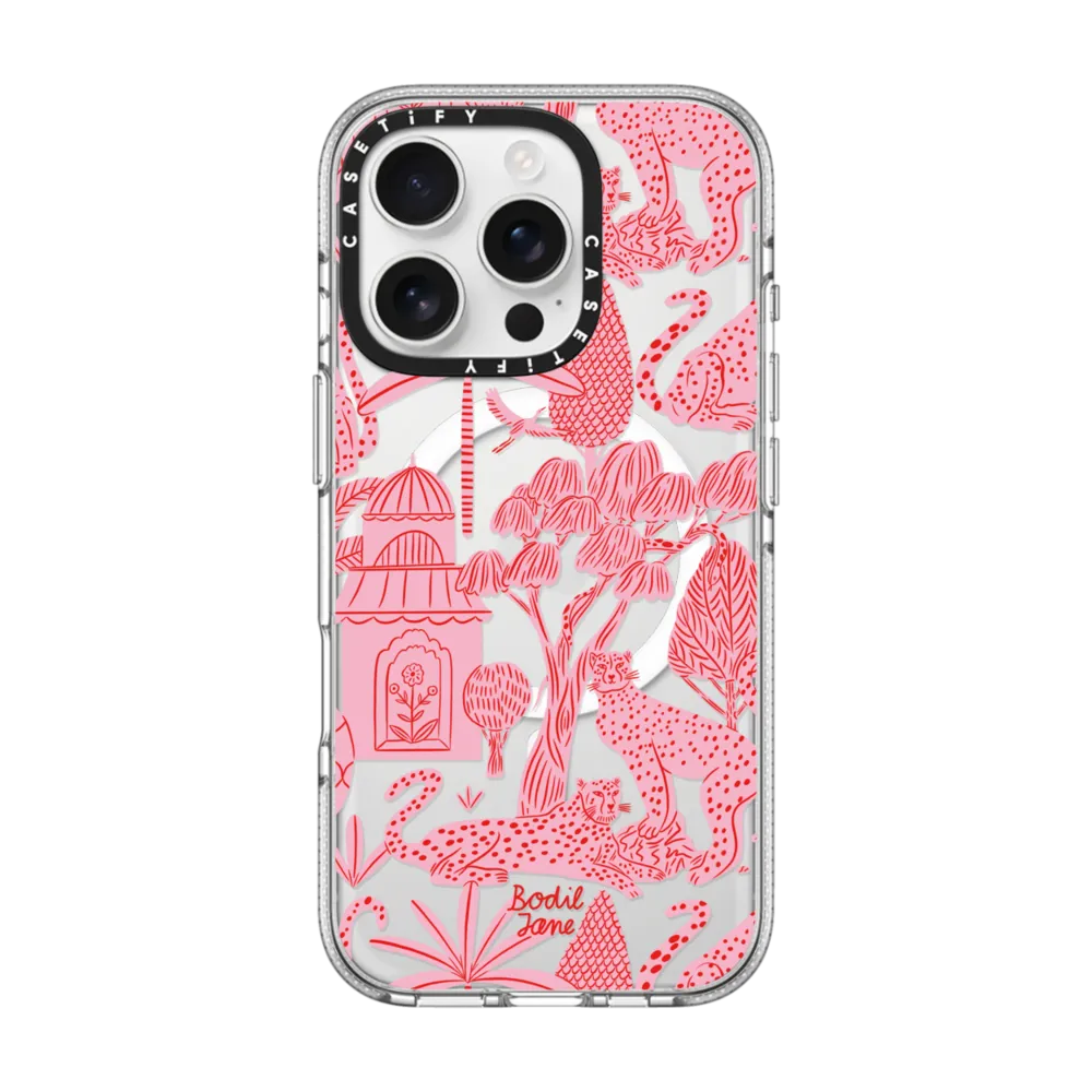 Clear iPhone 16 Pro Case MagSafe Compatible - Cheetah Paradise Pink