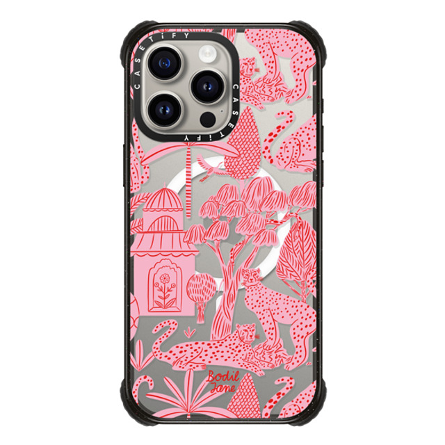 Bodil Jane x CASETiFY iPhone 15 Pro Max ケース ブラック ウルトラ インパクトケース MagSafe 対応 Cheetah Paradise Pink