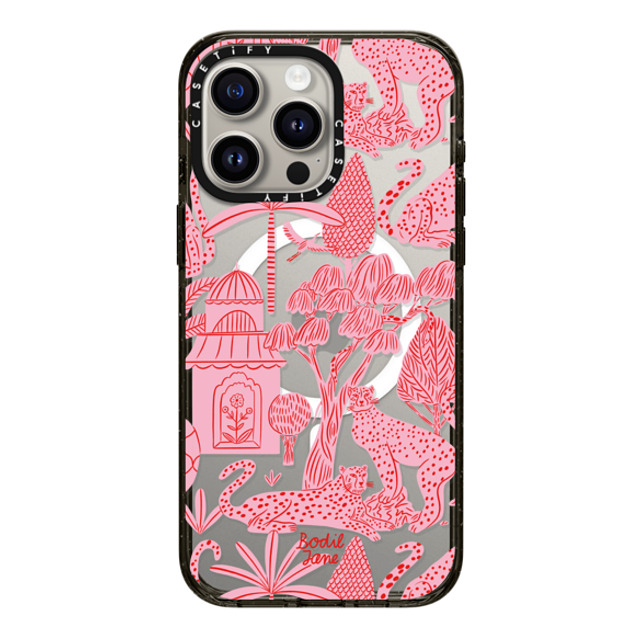 Bodil Jane x CASETiFY iPhone 15 Pro Max ケース ブラック インパクトケース MagSafe対応 Cheetah Paradise Pink