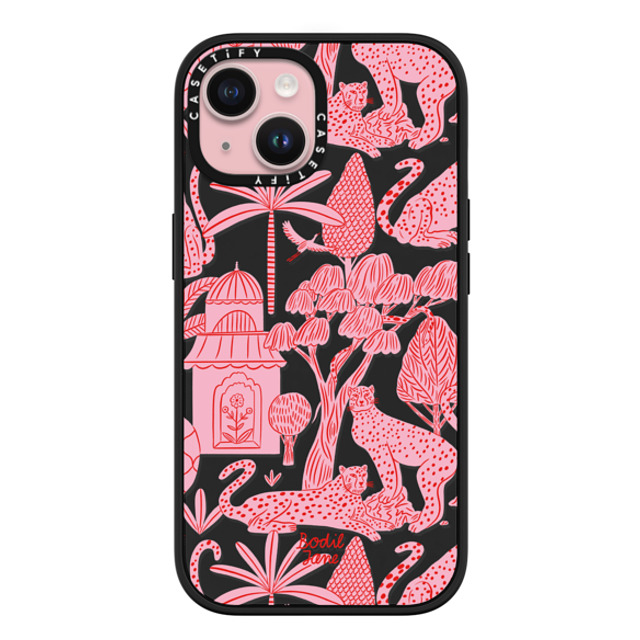 Bodil Jane x CASETiFY iPhone 15 ケース マットブラック インパクトケース MagSafe対応 Cheetah Paradise Pink