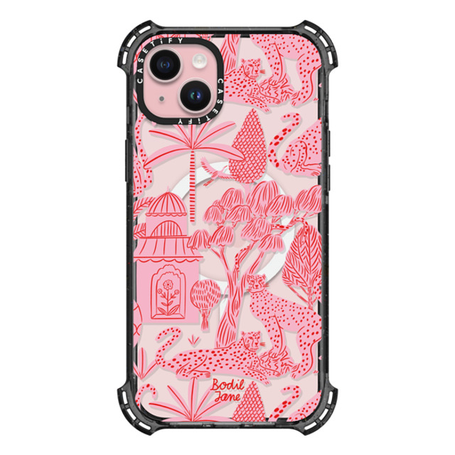 Bodil Jane x CASETiFY iPhone 15 Plus ケース ブラック バウンスケース Cheetah Paradise Pink