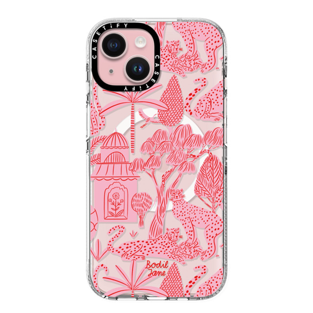 Bodil Jane x CASETiFY iPhone 15 ケース クリア クリア ケース MagSafe対応 Cheetah Paradise Pink