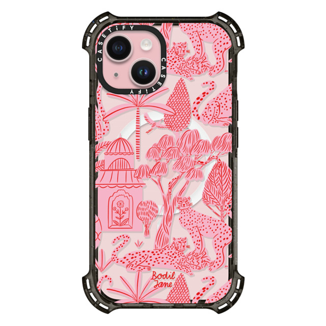 Bodil Jane x CASETiFY iPhone 15 ケース ブラック バウンスケース Cheetah Paradise Pink