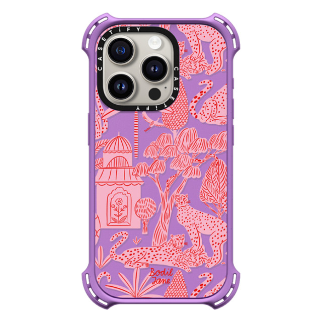 Bodil Jane x CASETiFY iPhone 15 Pro ケース Matte Purple バウンスケース Cheetah Paradise Pink