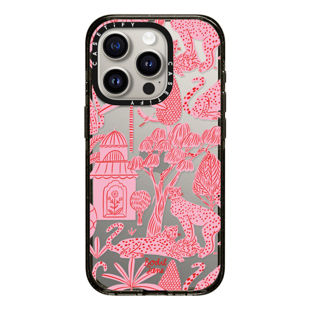 Bodil Jane x CASETiFY iPhone 15 Pro ケース ブラック インパクトケース Cheetah Paradise Pink