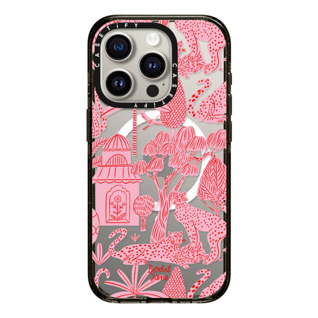 Bodil Jane x CASETiFY iPhone 15 Pro ケース ブラック インパクトケース MagSafe対応 Cheetah Paradise Pink