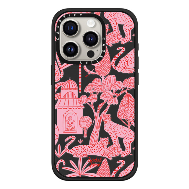 Bodil Jane x CASETiFY iPhone 15 Pro ケース マットブラック インパクトケース MagSafe対応 Cheetah Paradise Pink