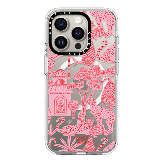 Bodil Jane x CASETiFY iPhone 15 Pro ケース クリア クリア ケース MagSafe対応 Cheetah Paradise Pink