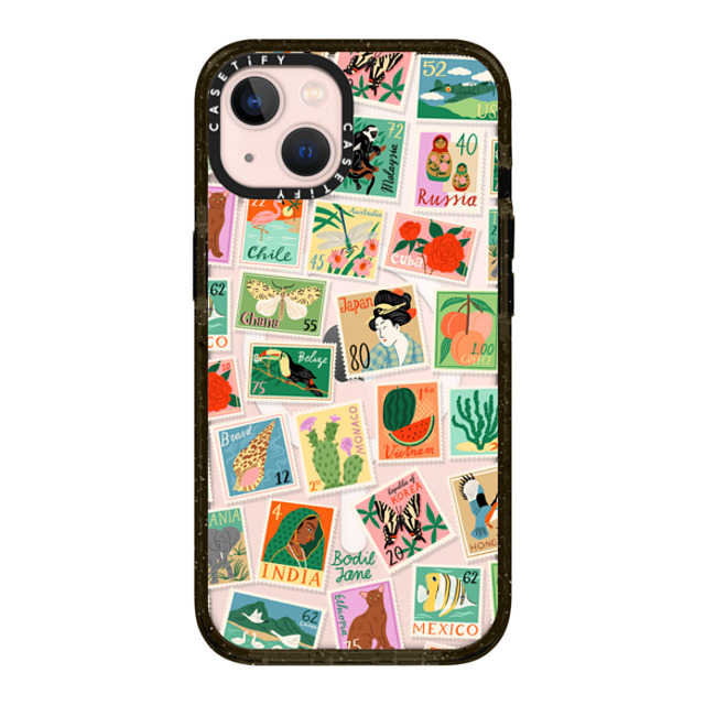 Bodil Jane x CASETiFY iPhone 13 ケース ブラック インパクトケース MagSafe対応 Post Stamps