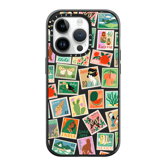 Bodil Jane x CASETiFY iPhone 14 Pro ケース マットブラック インパクトケース MagSafe対応 Post Stamps