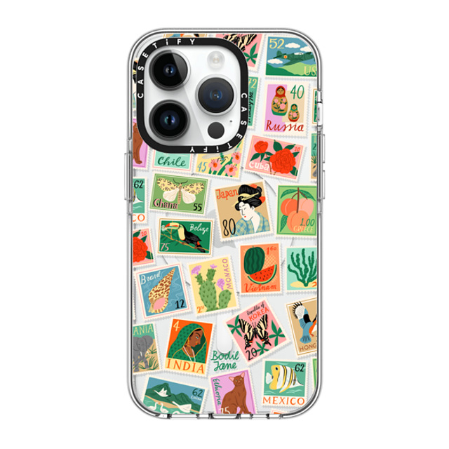 Bodil Jane x CASETiFY iPhone 14 Pro ケース クリア クリア ケース MagSafe対応 Post Stamps