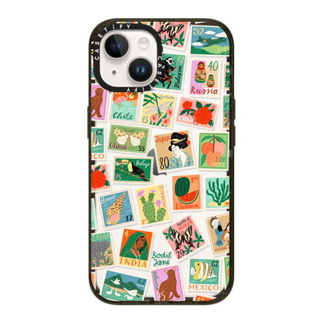 Bodil Jane x CASETiFY iPhone 14 ケース ブラック インパクトケース Post Stamps