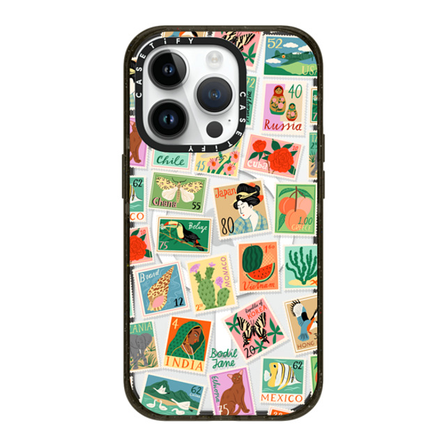 Bodil Jane x CASETiFY iPhone 14 Pro ケース ブラック インパクトケース MagSafe対応 Post Stamps